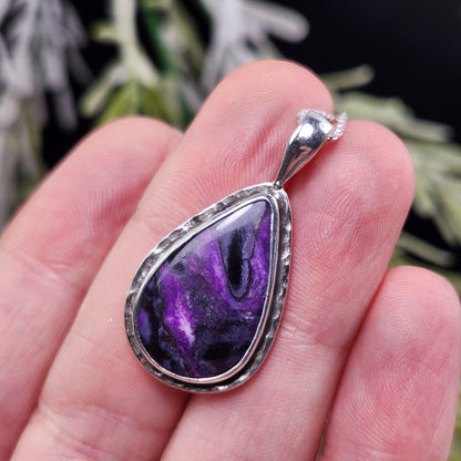 Sugilite Pendant, Sterling Silver Sugilite Necklace, Sugilite Jewelry