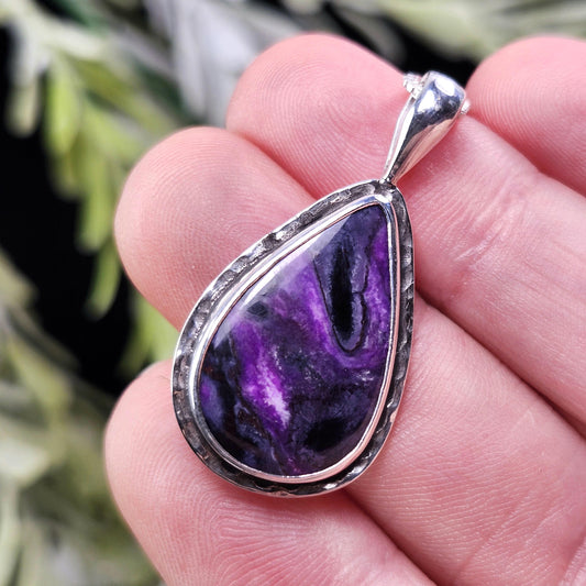Sugilite Pendant, Sterling Silver Sugilite Necklace, Sugilite Jewelry