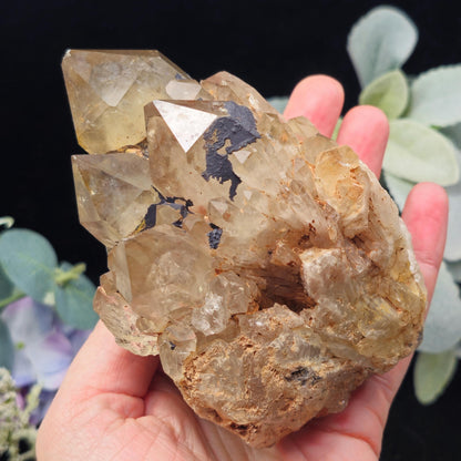 Kundalini Quartz, Natural Congo Citrine Cluster 499g, Smoky Citrine