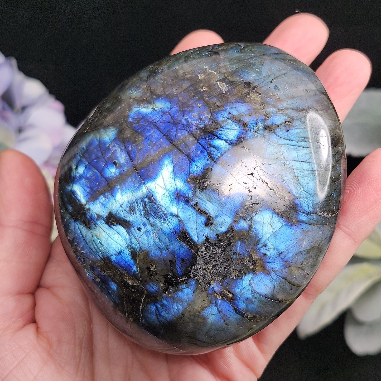 LARGE Labradorite Palm Stone 402g, Polished Labradorite Specimen, High Quality Labradorite Crystal