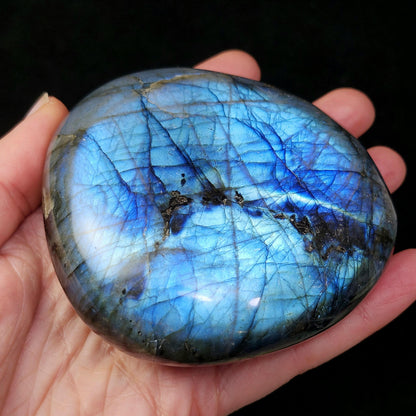 LARGE Labradorite Palm Stone 402g, Polished Labradorite Specimen, High Quality Labradorite Crystal