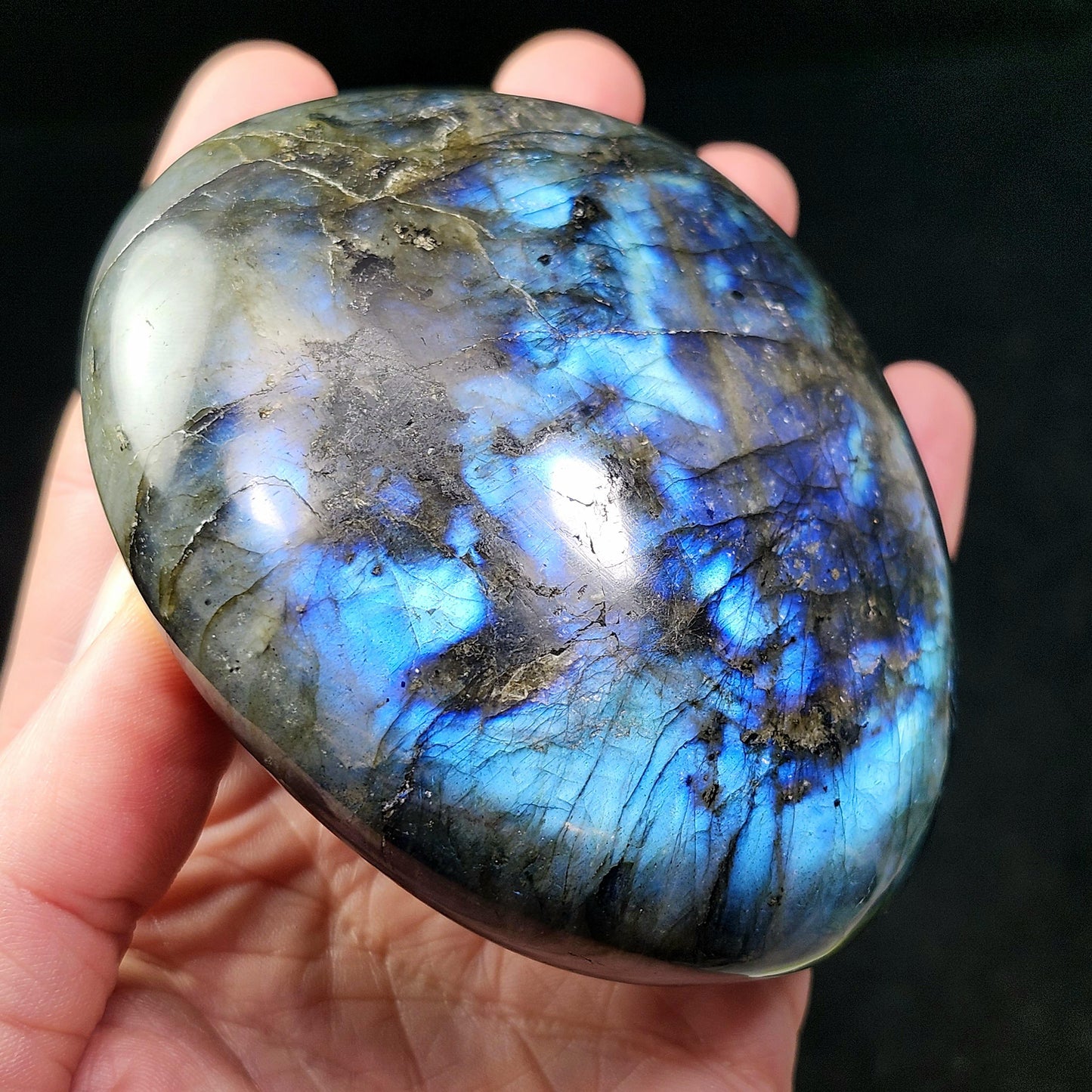 LARGE Labradorite Palm Stone 402g, Polished Labradorite Specimen, High Quality Labradorite Crystal