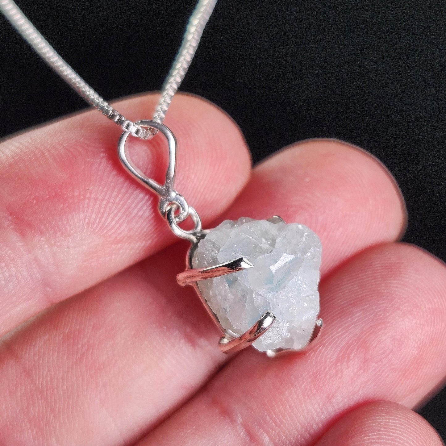 Blue Euclase Pendant, Sterling Silver Euclase Necklace, RARE Euclase Jewelry