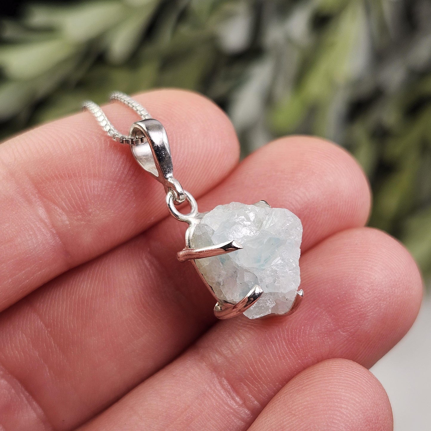 Blue Euclase Pendant, Sterling Silver Euclase Necklace, RARE Euclase Jewelry