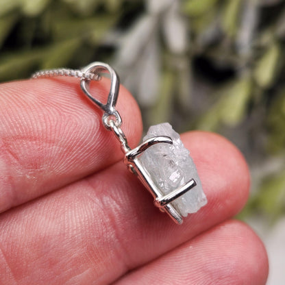 Blue Euclase Pendant, Sterling Silver Brazilian Euclase Crystal Necklace, Rare Jewelry