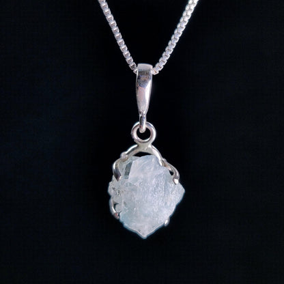 Blue Euclase Pendant, Sterling Silver Brazilian Euclase Crystal Necklace, Rare Jewelry