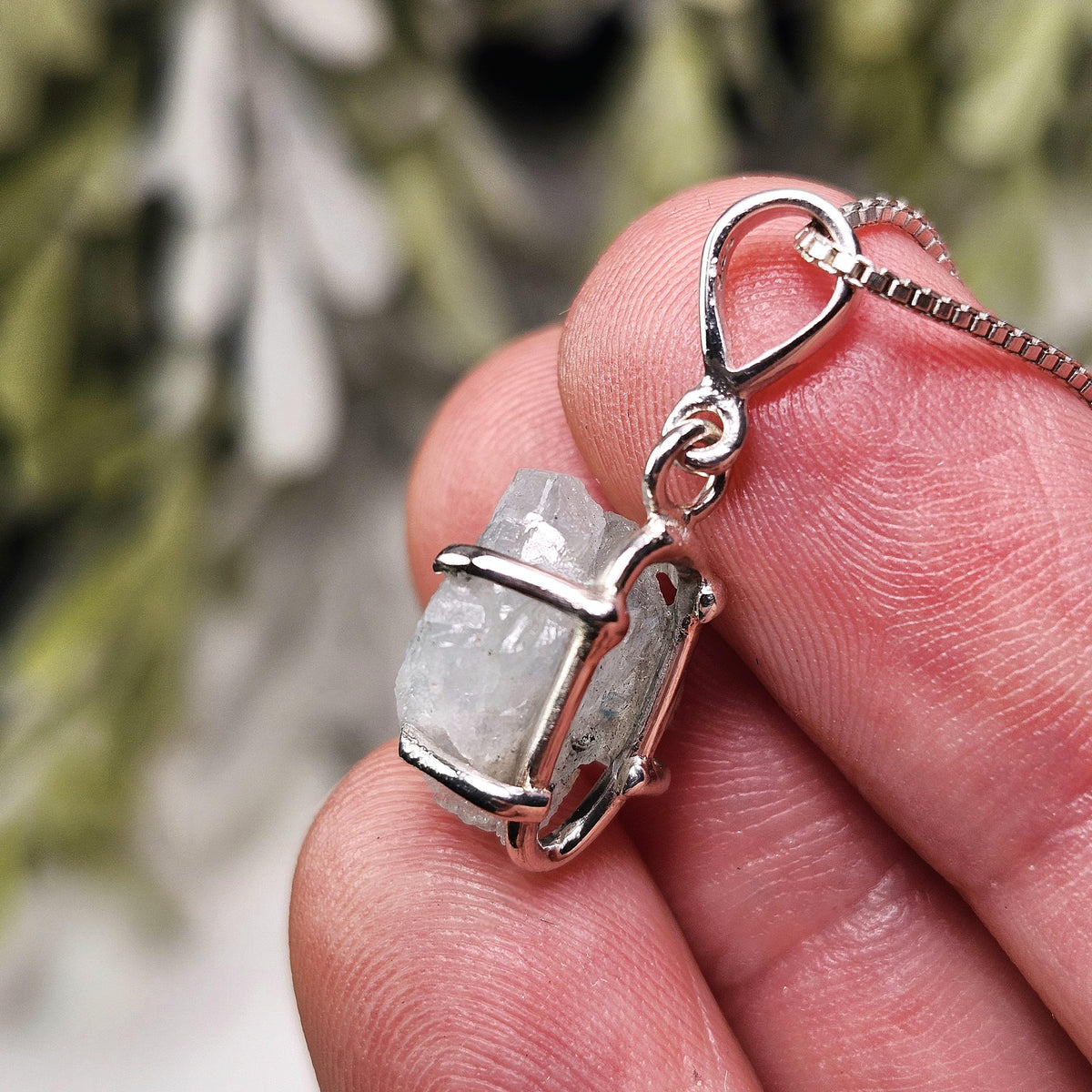 Blue Euclase Pendant, Sterling Silver Brazilian Euclase Crystal Necklace, Rare Jewelry