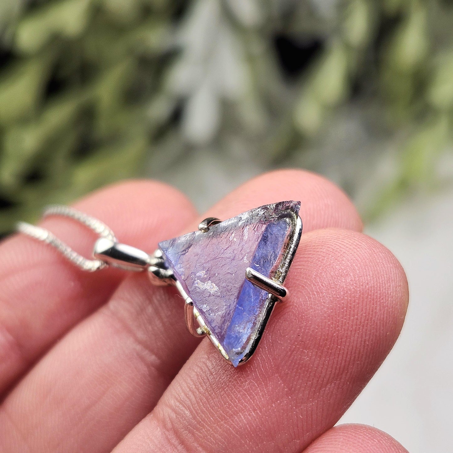 UV Bingham Blue Fluorite Pendant, Sterling Silver