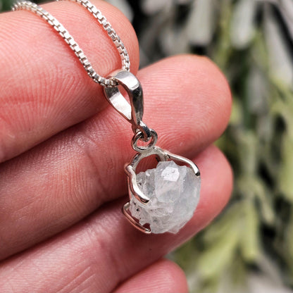 Blue Euclase Pendant, Sterling Silver Brazilian Euclase Crystal Necklace, Rare Jewelry