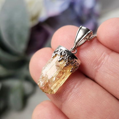 Golden Topaz Pendant, Sterling Silver Imperial Topaz Necklace