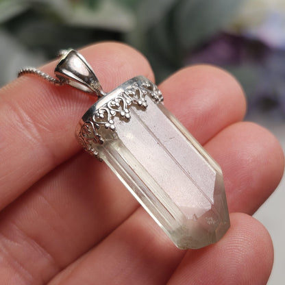 Golden Kunzite Pendant, Sterling Silver Yellow Kunzite Necklace, Spodumene Jewelry