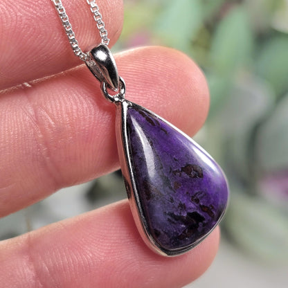 Sugilite Pendant, Sterling Silver Sugilite Necklace, Sugilite Jewelry