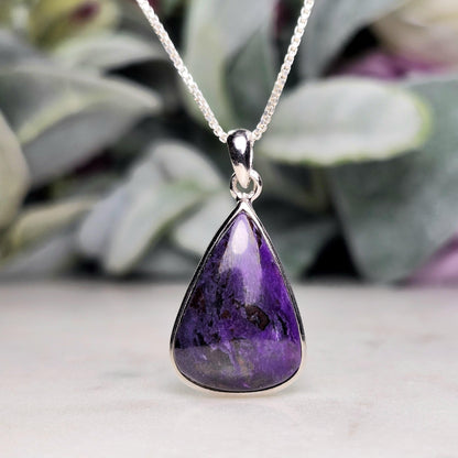 Sugilite Pendant, Sterling Silver Sugilite Necklace, Sugilite Jewelry