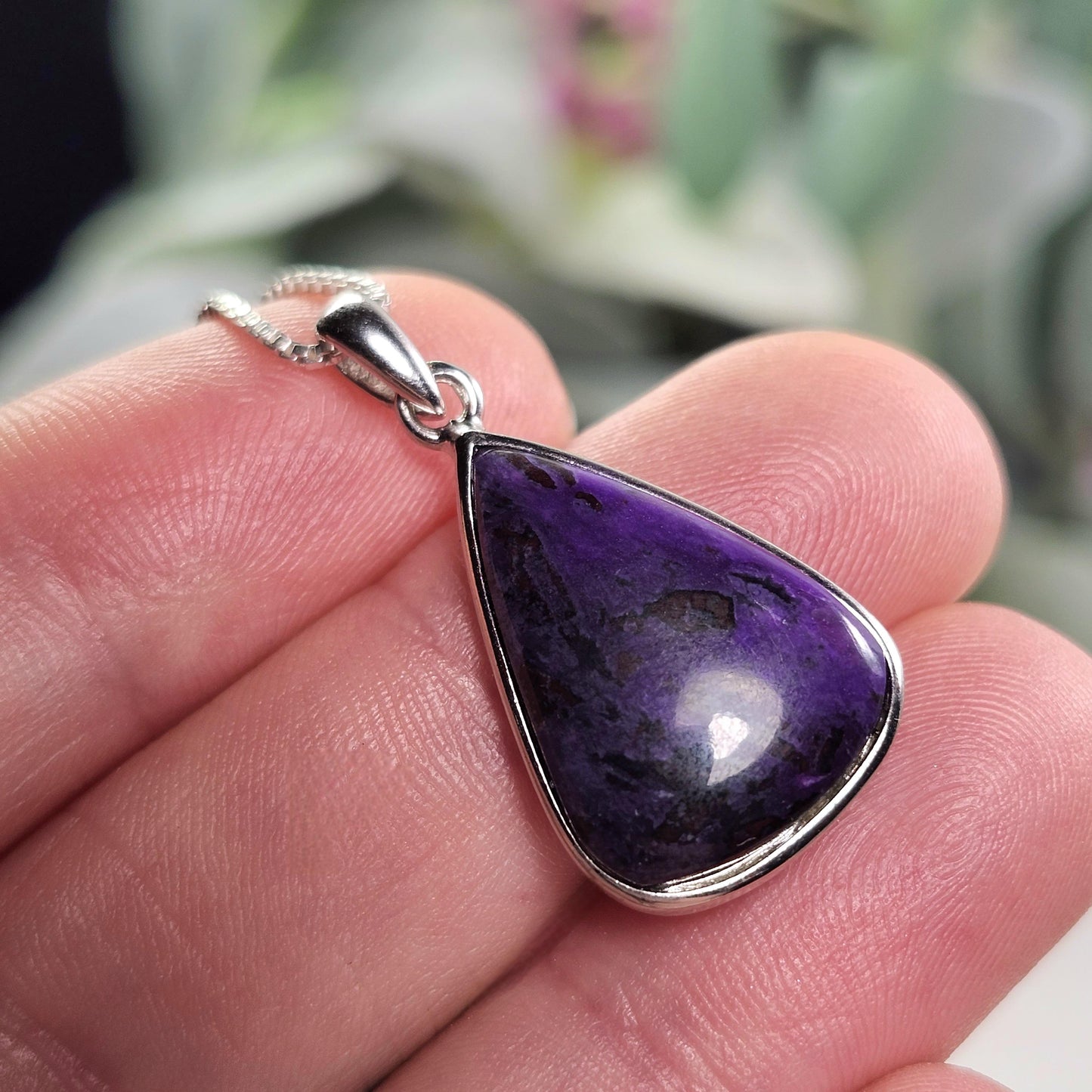 Sugilite Pendant, Sterling Silver Sugilite Necklace, Sugilite Jewelry