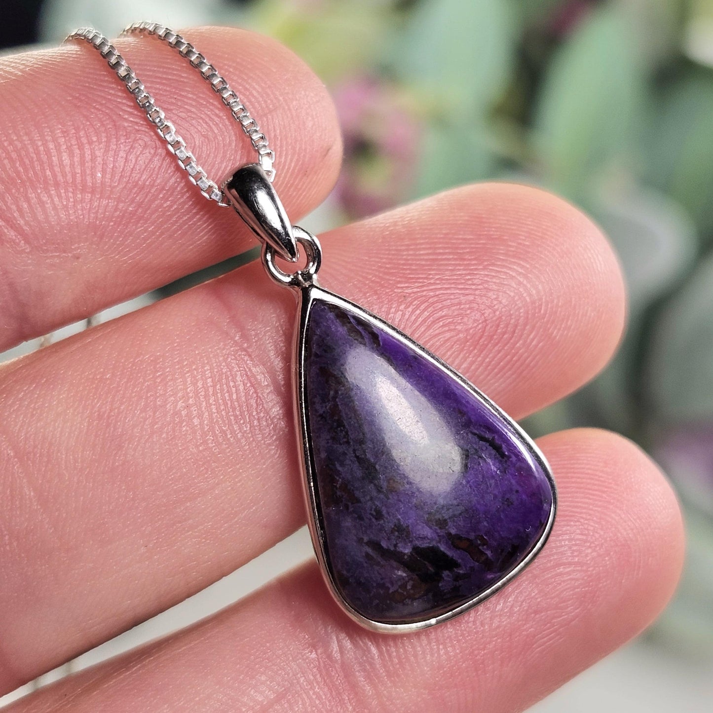 Sugilite Pendant, Sterling Silver Sugilite Necklace, Sugilite Jewelry