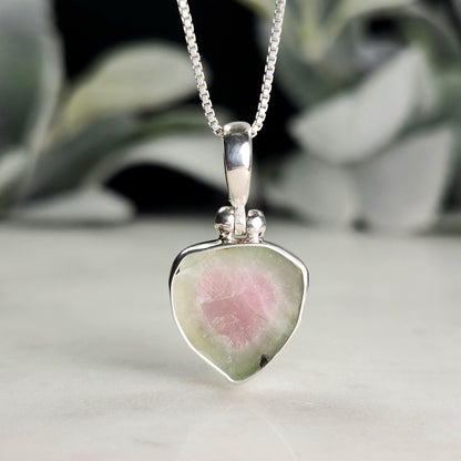 Watermelon Tourmaline Pendant, Sterling Silver