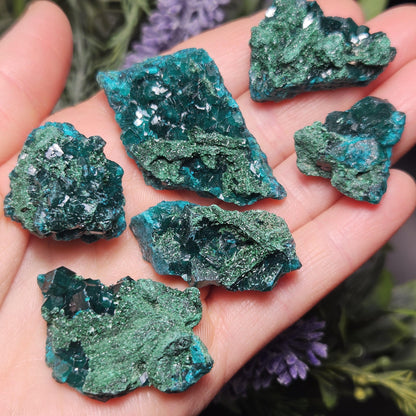 Raw Dioptase & Malachite Crystal Specimen: Rare Combo
