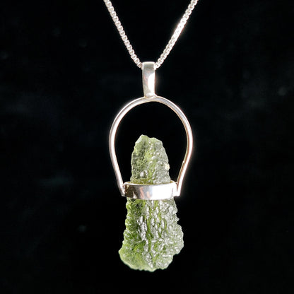 Moldavite Pendant, Genuine Sterling Silver Moldavite Necklace