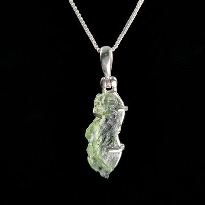Genuine Moldavite Pendant, Sterling Silver