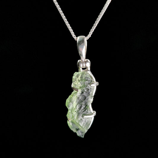 Genuine Moldavite Pendant, Sterling Silver
