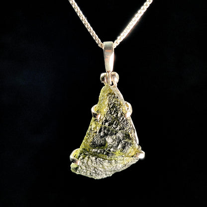 Genuine Moldavite Pendant, Authentic Sterling Silver Moldavite Necklace