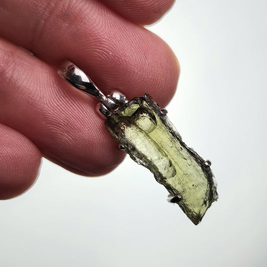 Moldavite Pendant, Authentic Sterling Silver Moldavite Tektite Necklace, Genuine Moldavite Crystal
