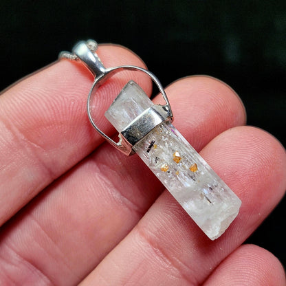 Spessartine Garnet on Spodumene Pendant, Sterling Silver