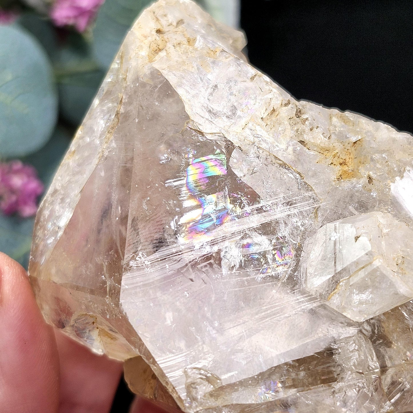 Rainbow Herkimer Diamond Quartz 247g, Skeletal Herkimer Crystal with Rainbow Inclusion