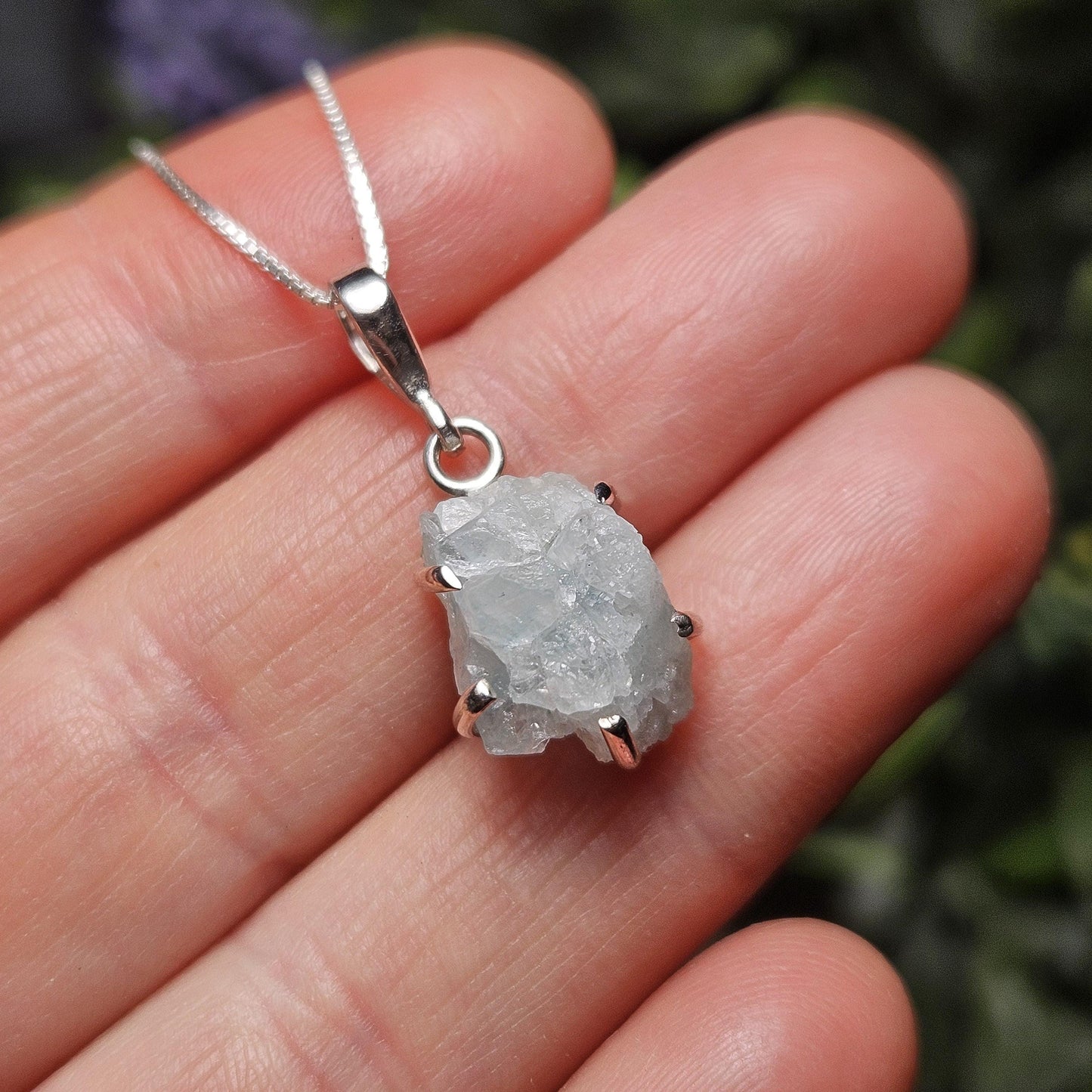 Blue Euclase Pendant, Sterling Silver Euclase Necklace, RARE Euclase Jewelry