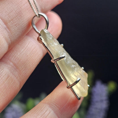 Libyan Desert Glass Pendant, Sterling Silver