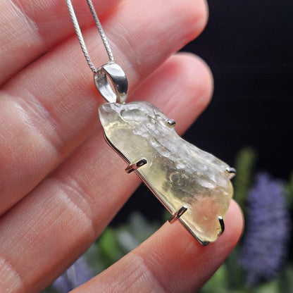 Libyan Desert Glass Pendant, Sterling Silver