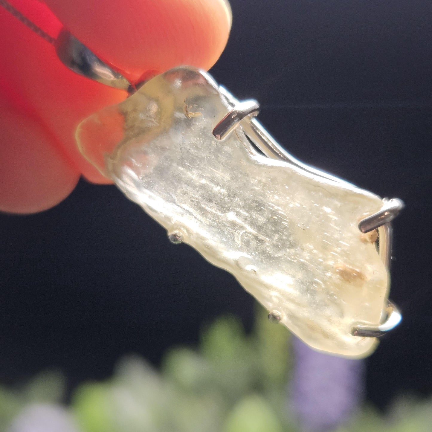 Libyan Desert Glass Pendant, Sterling Silver