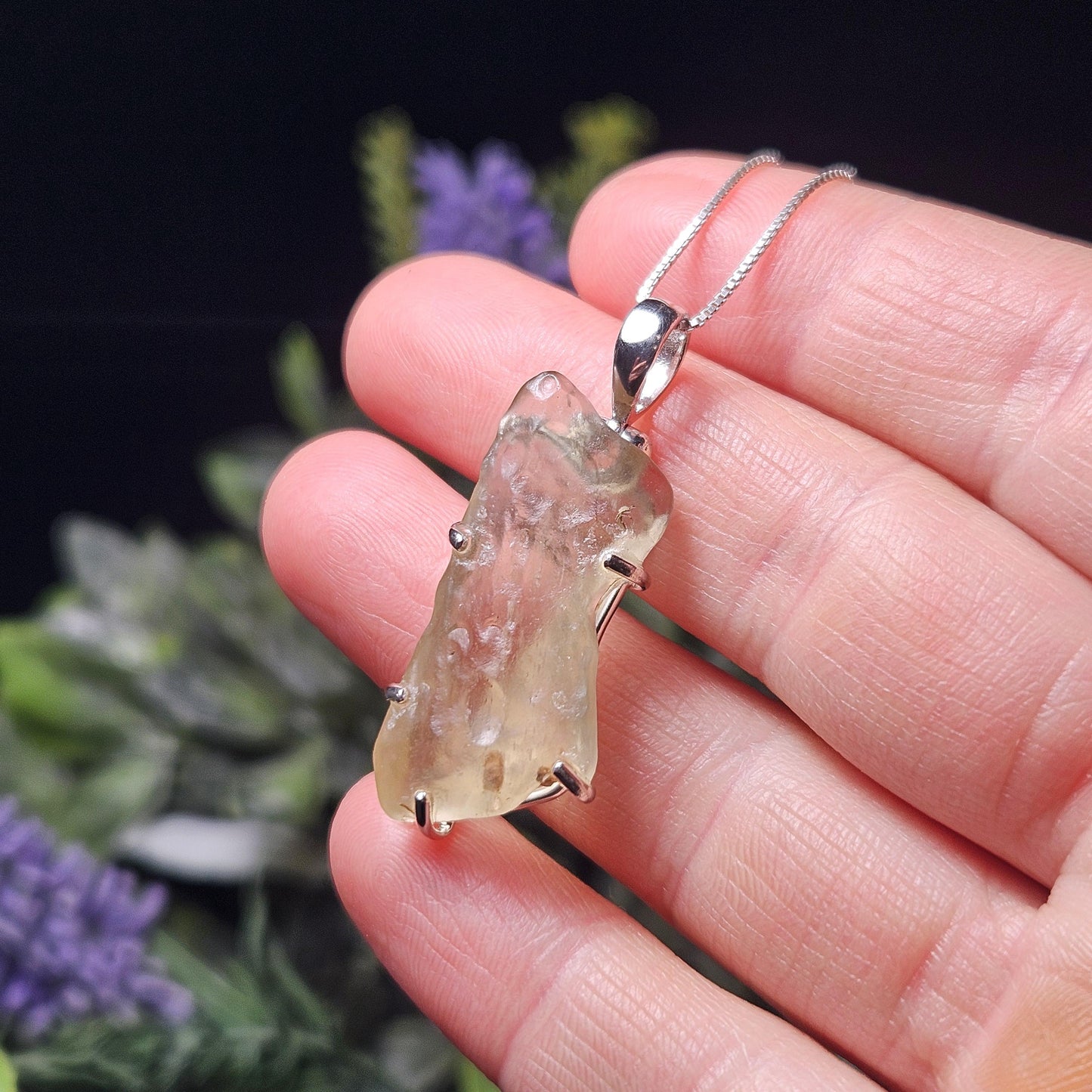 Libyan Desert Glass Pendant, Sterling Silver