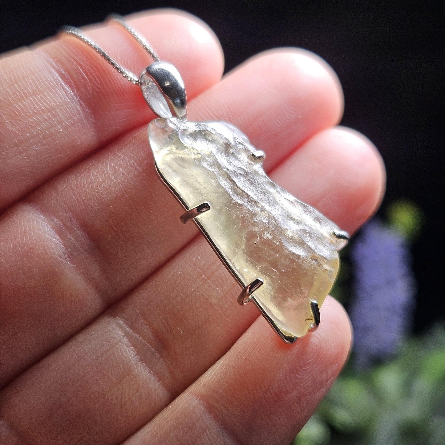 Libyan Desert Glass Pendant, Sterling Silver