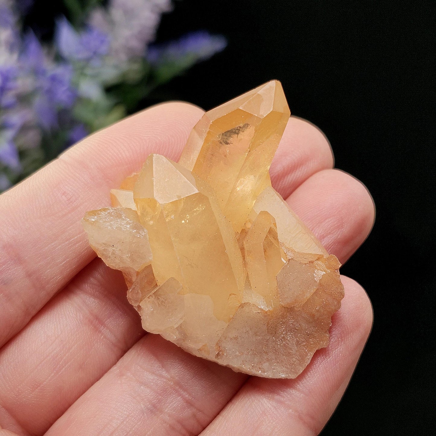 Tangerine Quartz Cluster, Natural Brazilian Hematoid Quartz Stone