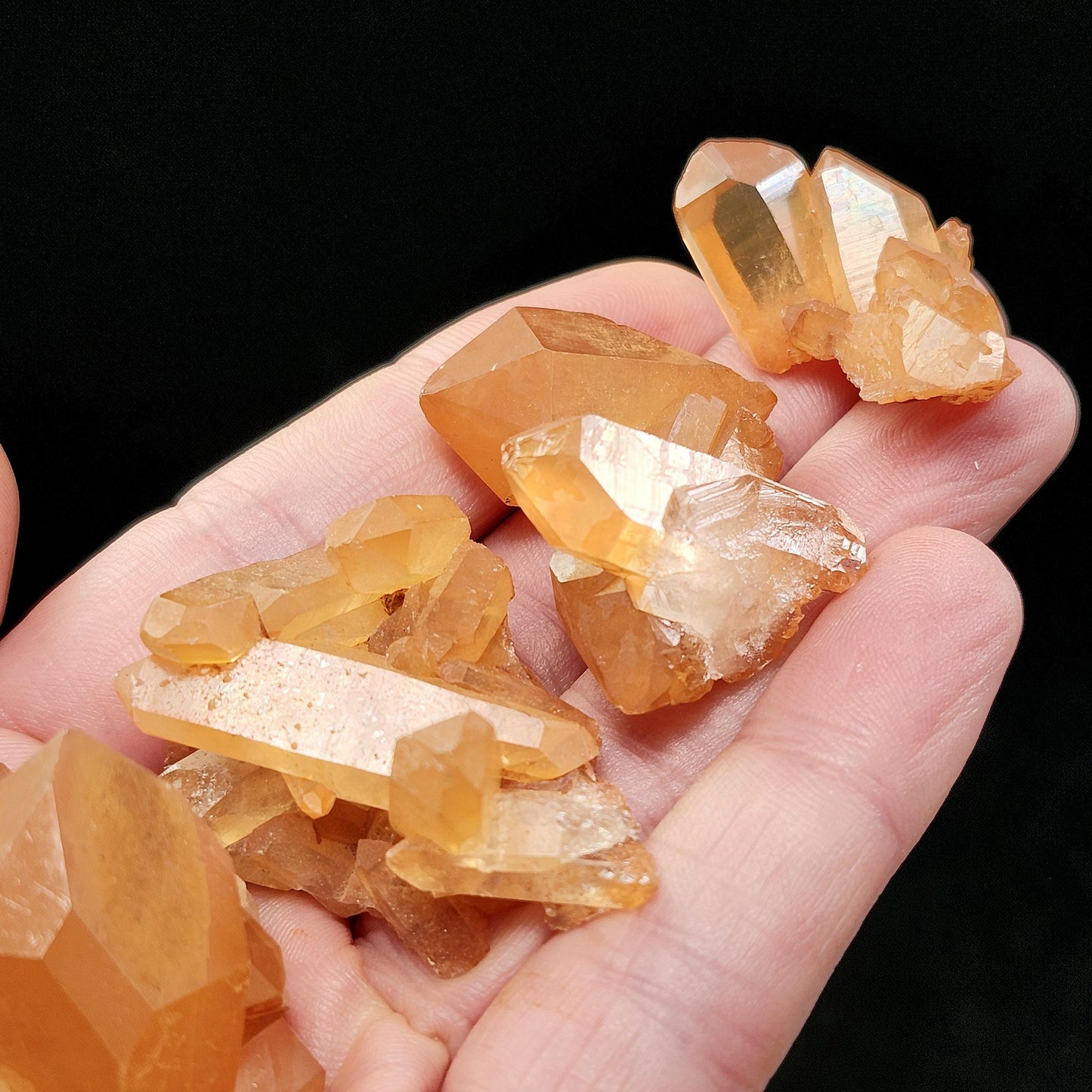 Tangerine Quartz Cluster, Natural Brazilian Hematoid Quartz Stone