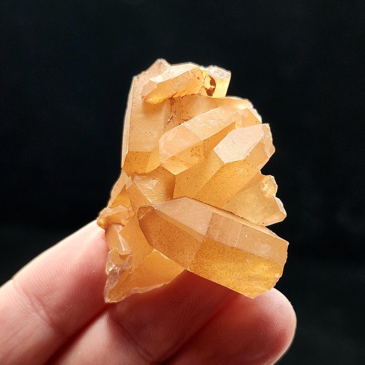 Tangerine Quartz Cluster, Natural Brazilian Hematoid Quartz Stone