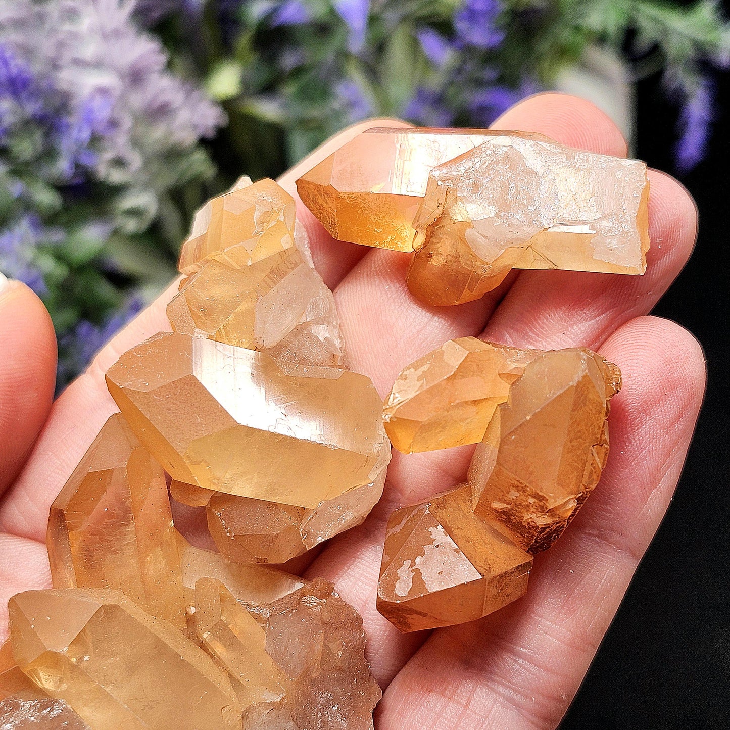 Tangerine Quartz Cluster, Natural Brazilian Hematoid Quartz Stone