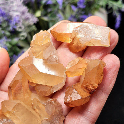 Tangerine Quartz Cluster, Natural Brazilian Hematoid Quartz Stone