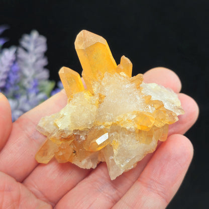 Tangerine Quartz Cluster, Natural Brazilian Hematoid Quartz Stone