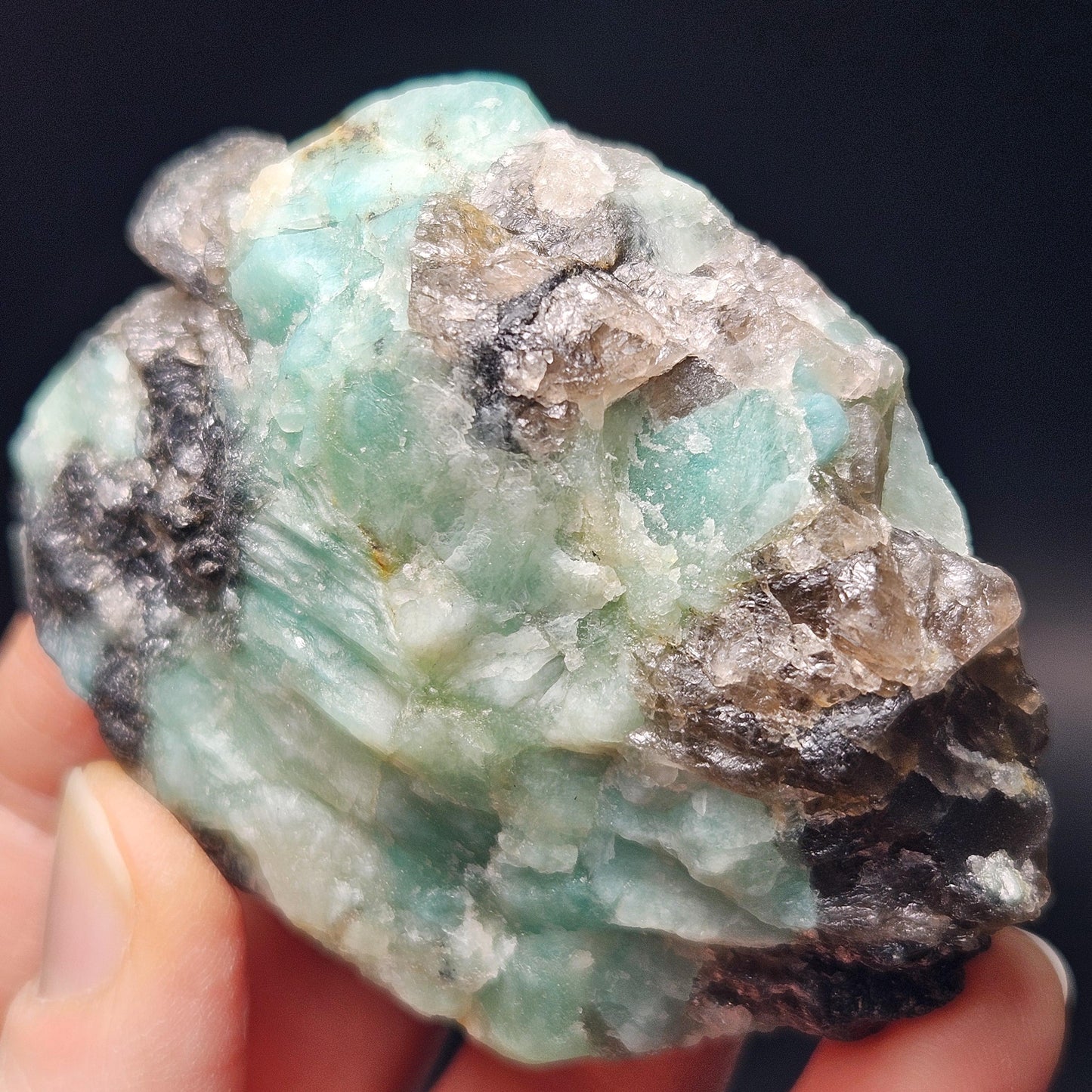 Hindu Kush Emerald, Black Tourmaline & Smoky Quartz Crystal Cluster, Raw Green Emerald from Afghanistan, 99 grams