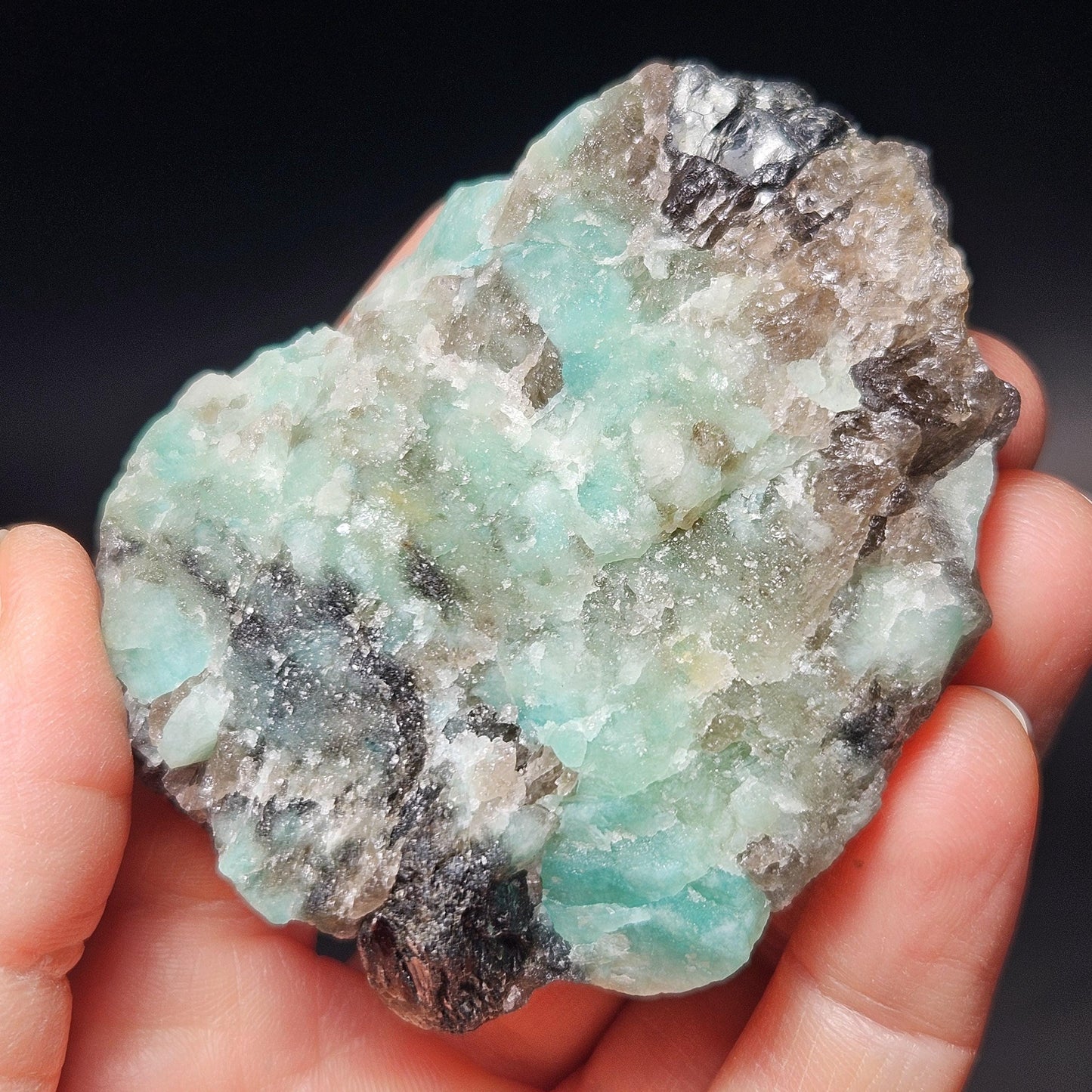 Hindu Kush Emerald, Black Tourmaline & Smoky Quartz Crystal Cluster, Raw Green Emerald from Afghanistan, 99 grams