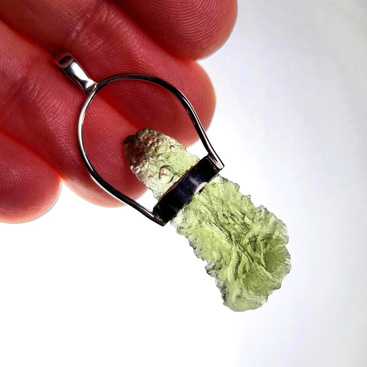Moldavite Pendant, Genuine Sterling Silver Moldavite Necklace