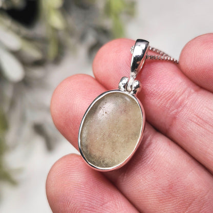 Libyan Desert Glass Pendant, Sterling Silver Libyan Gold Tektite Necklace, LDG