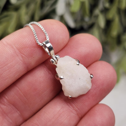 White Phenacite Pendant, Sterling Silver Phenakite Crystal Necklace from Nigeria