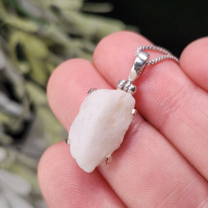 White Phenacite Pendant, Sterling Silver Phenakite Crystal Necklace from Nigeria