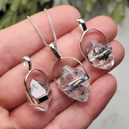 Herkimer Diamond Pendant, Sterling Silver Herkimer Diamond Necklace