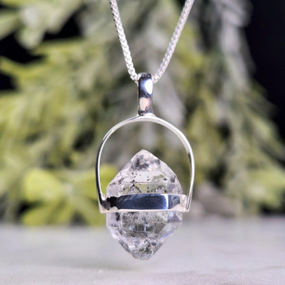 Herkimer Diamond Pendant, Sterling Silver Herkimer Diamond Necklace
