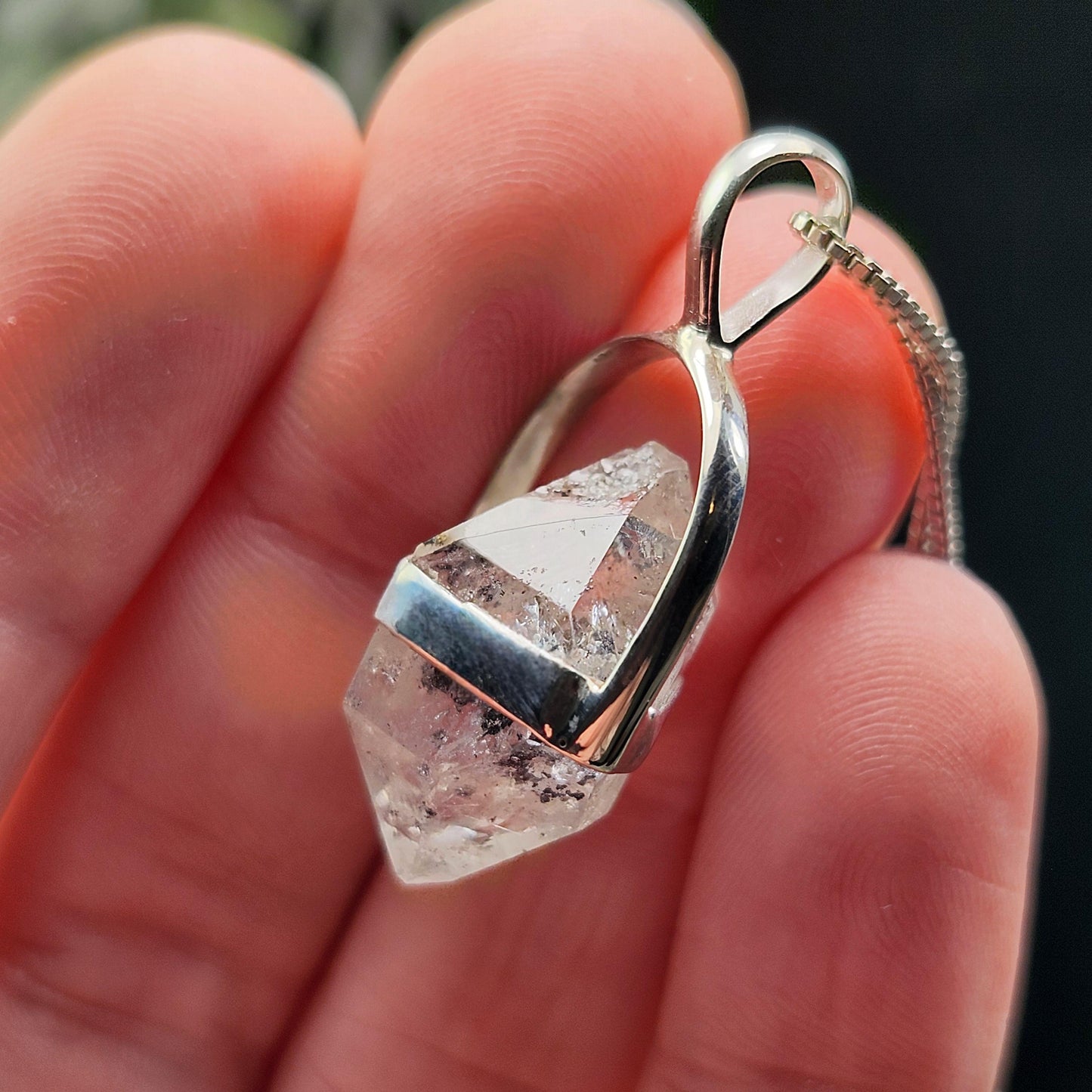 Herkimer Diamond Pendant, Sterling Silver Herkimer Diamond Necklace