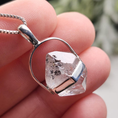 Herkimer Diamond Pendant, Sterling Silver Herkimer Diamond Necklace